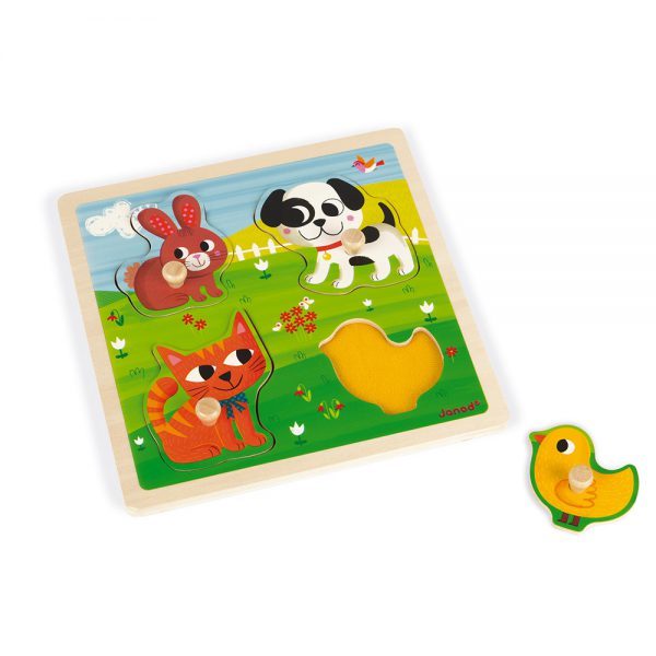 Puzzle Tattile I Miei Primi Animali 4 pezzi (legno) - immagine 4